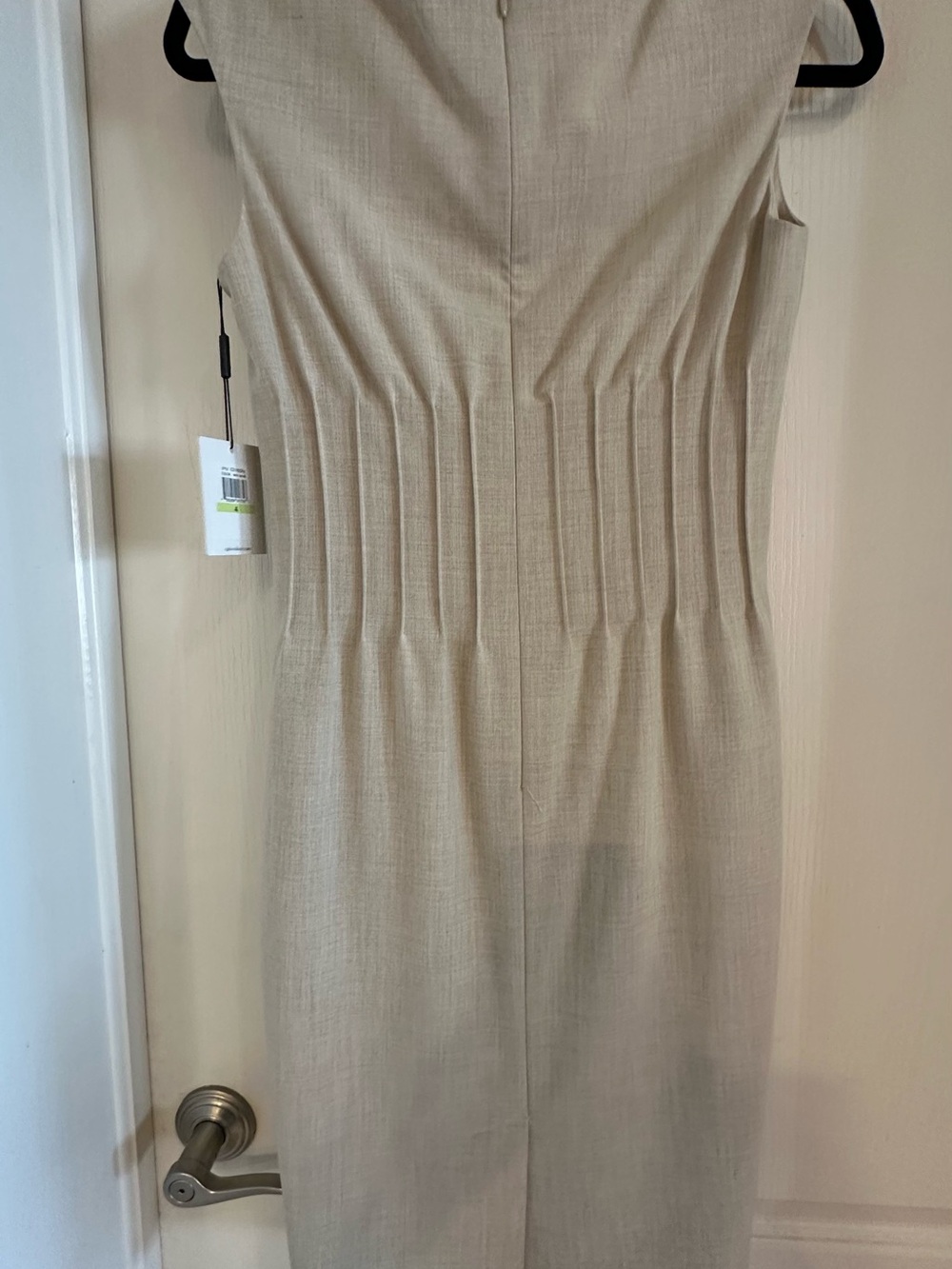 Calvin Klein Sleeveless Pintuck Midi Dress in Cream